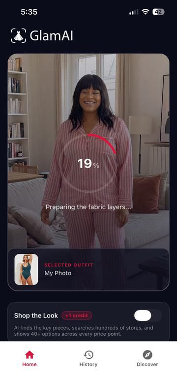 GlamAI generating a photorealistic try-on on your photo
